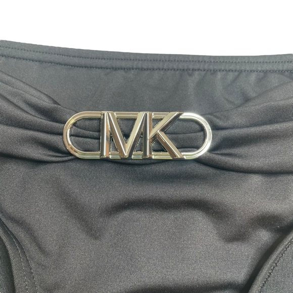 MICHAEL Michael Kors Kors Belted Bikini Bottom Hardware Solid Black Small New - Picture 2 of 5